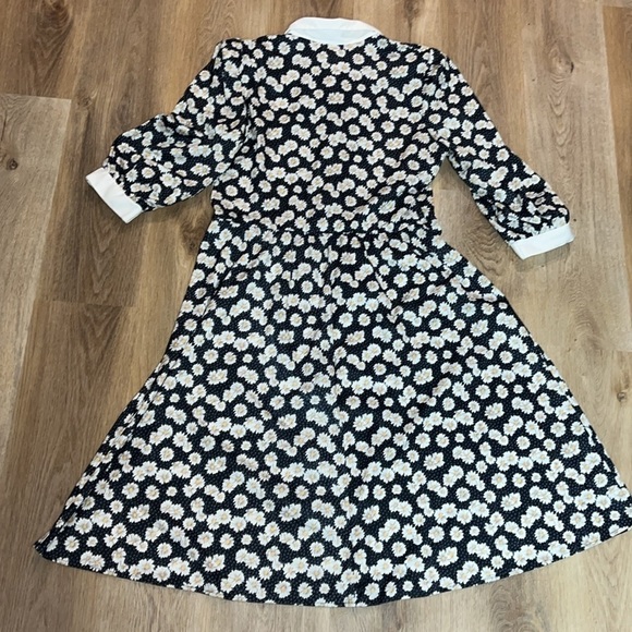 Vintage Tabby California Daisy Print Button Front Elbow Sleeve Collar Dress L - Picture 6 of 8